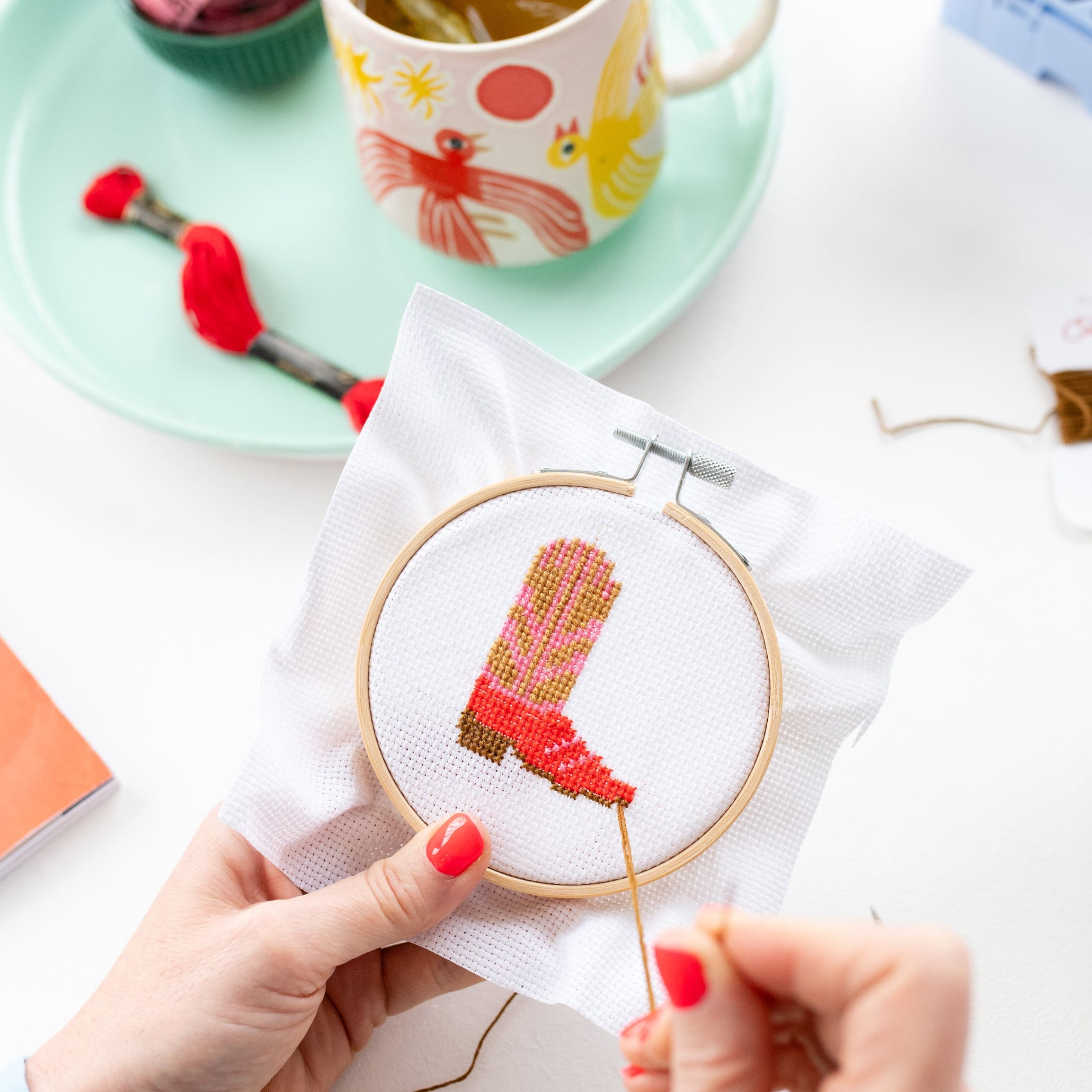 Cotton Clara Cowboy Boot Mini Cross Stitch PDF Pattern – Instant Download
