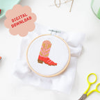Cotton Clara Cowboy Boot Mini Cross Stitch PDF Pattern – Instant Download