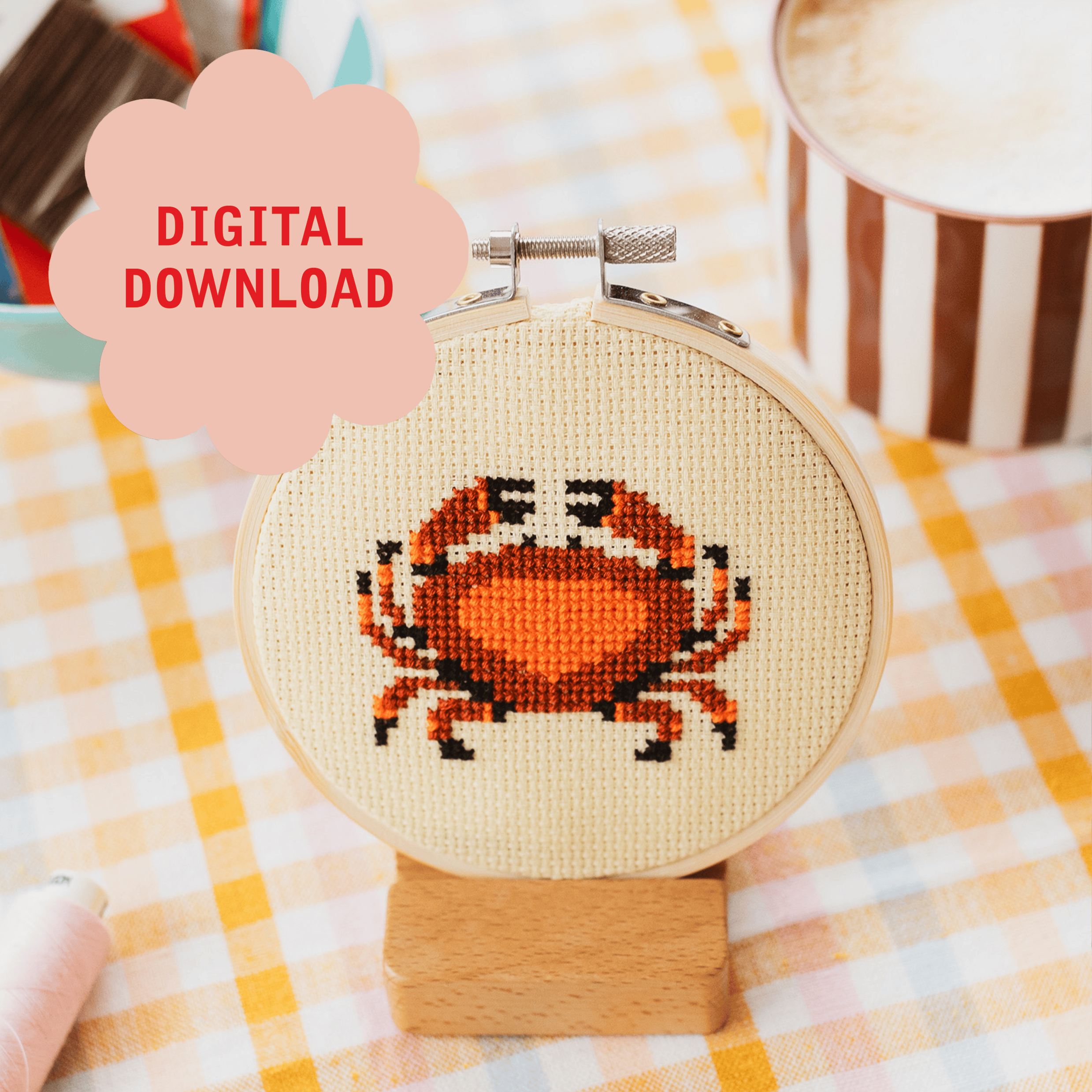 Cotton Clara Crab Cross Stitch PDF Pattern – Instant Download