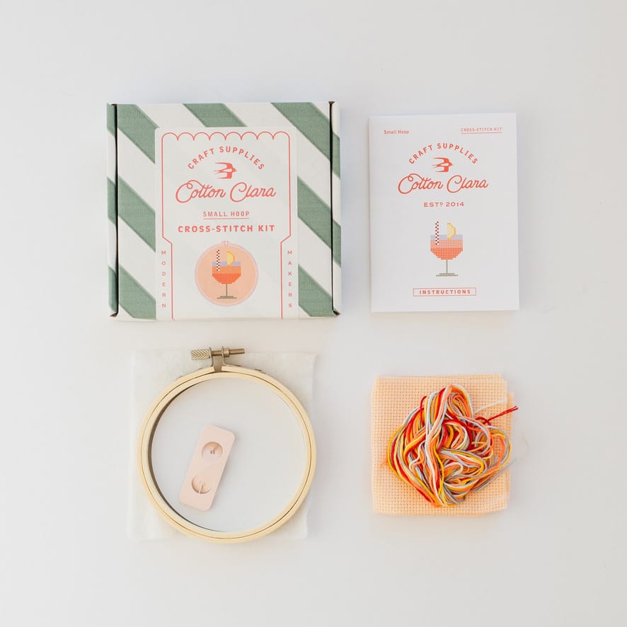 Cotton Clara Cross Stitch Kit Aperol Cocktail Cross Stitch Kit