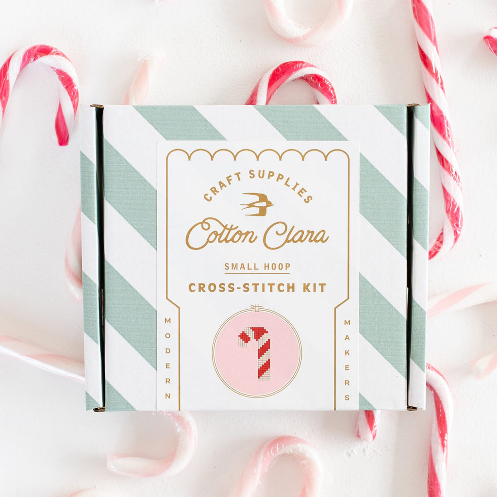 Cotton Clara Cross Stitch Kit Candy Cane Cross Stitch Kit