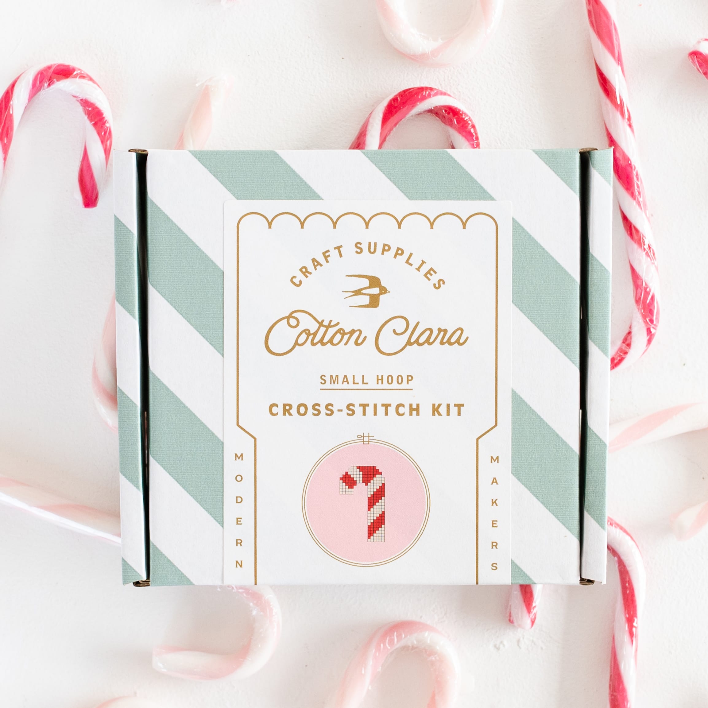 Cotton Clara Cross Stitch Kit Candy Cane Cross Stitch Kit