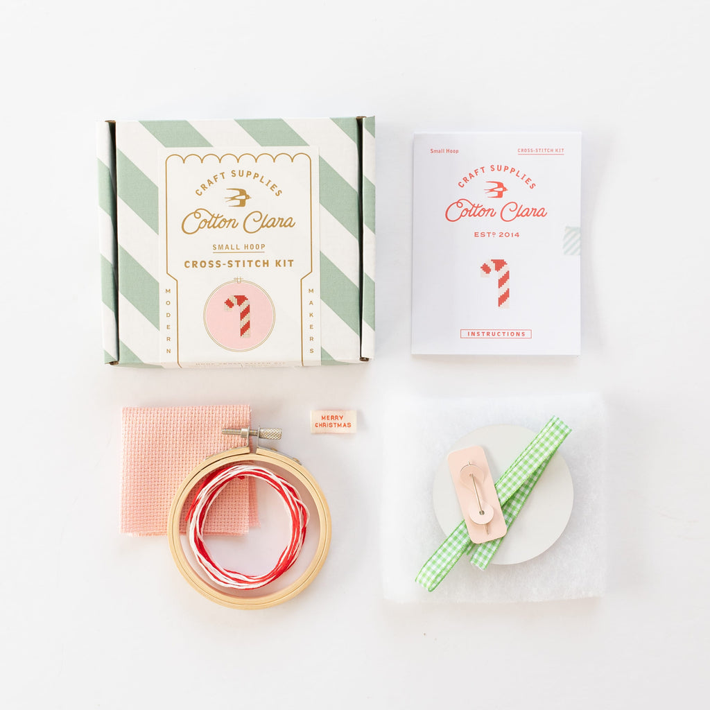 Cotton Clara Cross Stitch Kit Candy Cane Cross Stitch Kit