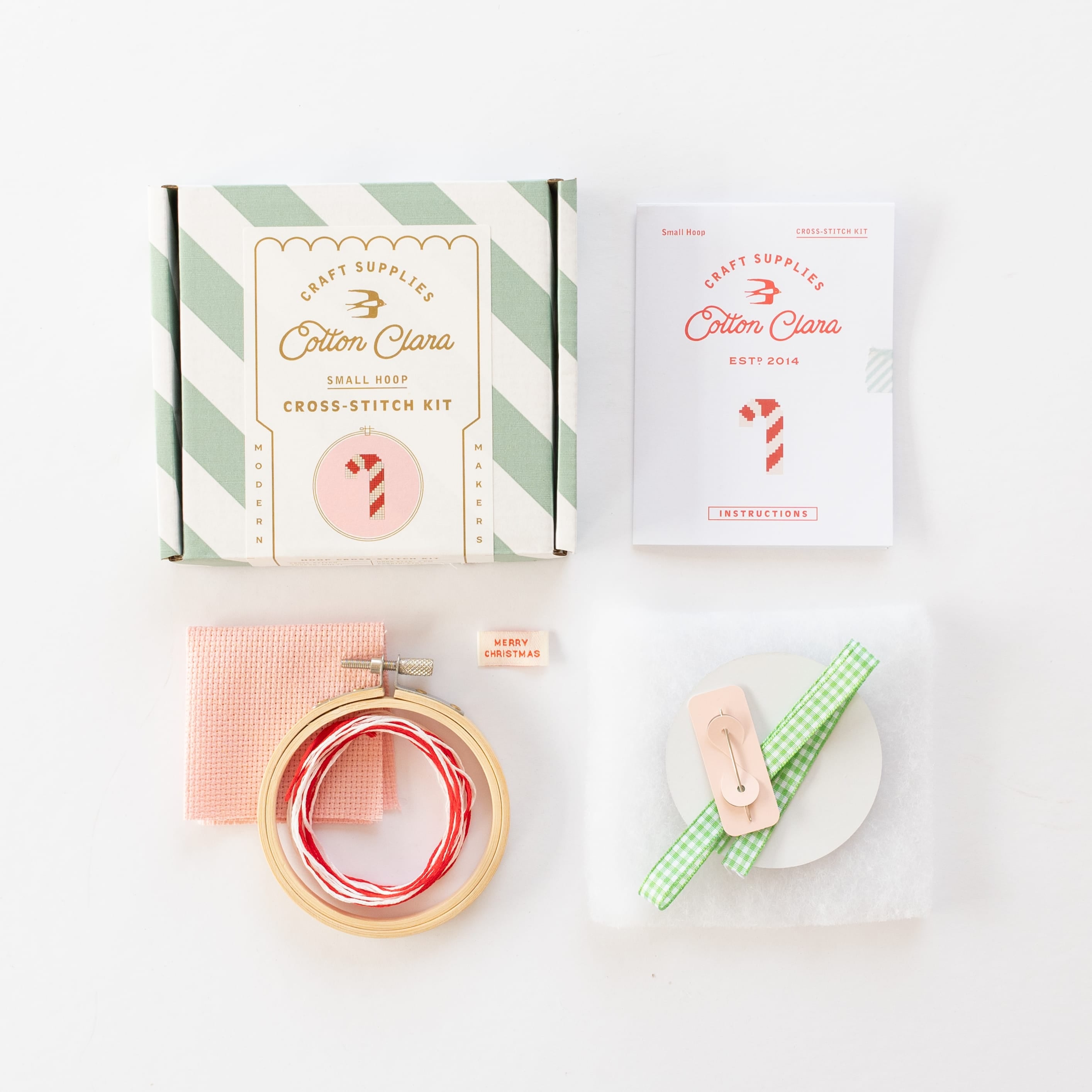 Cotton Clara Cross Stitch Kit Candy Cane Cross Stitch Kit