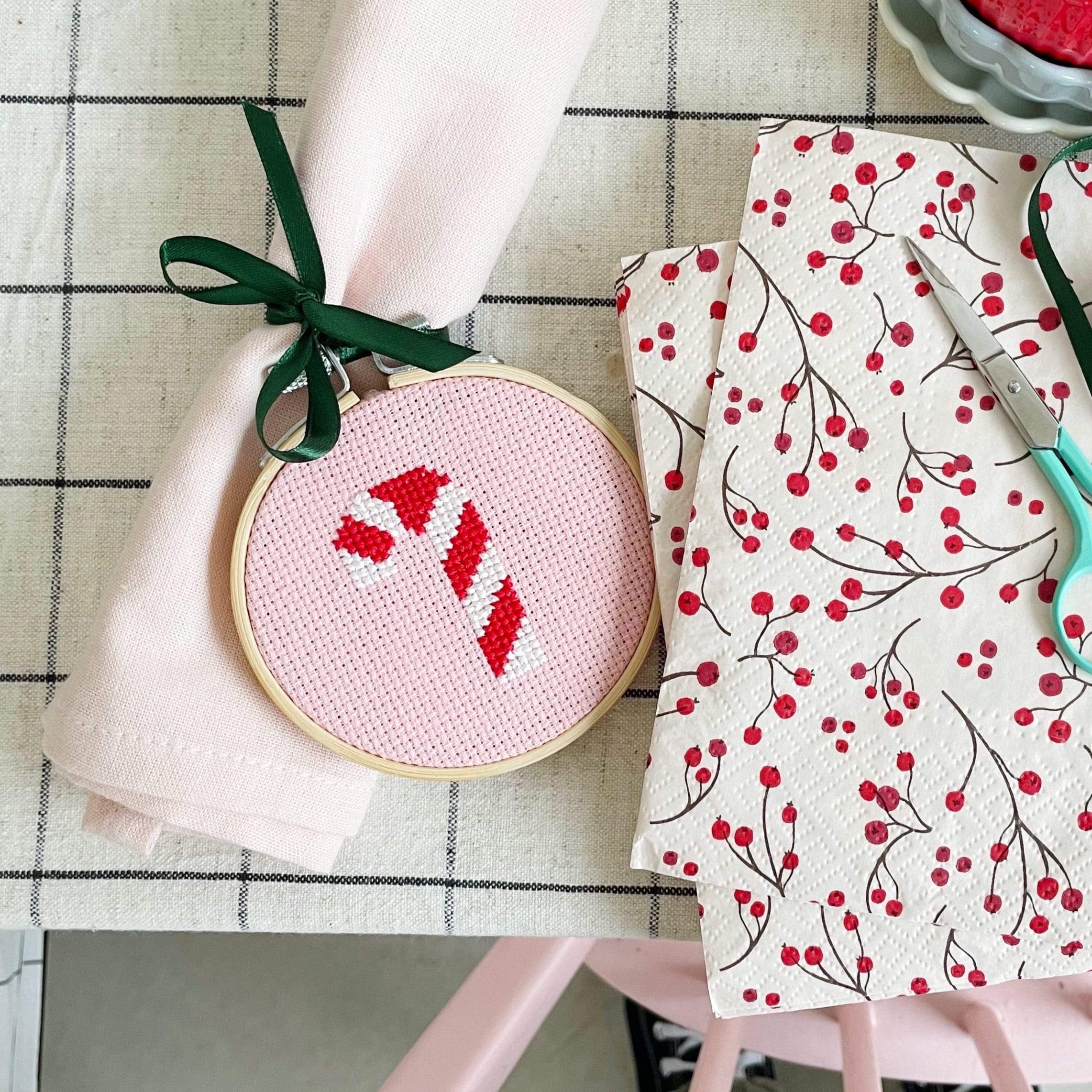 Cotton Clara Cross Stitch Kit Candy Cane Cross Stitch Kit