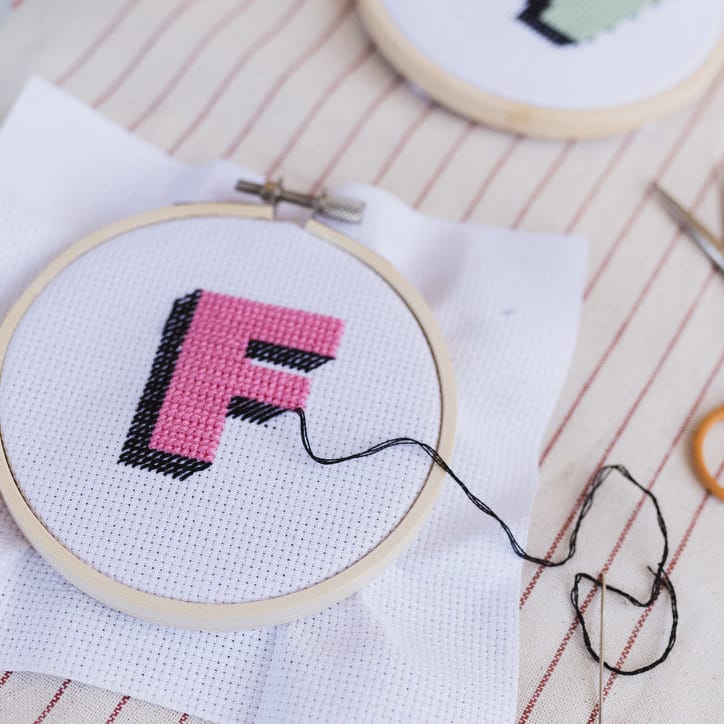 Cotton Clara Cross Stitch Kit Drop Shadow Alphabet Cross Stitch Kit