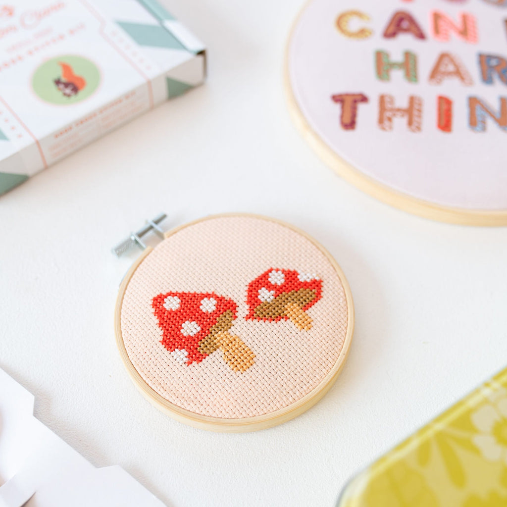 Cotton Clara Cross Stitch Kit Toadstool Cross Stitch Kit - Red