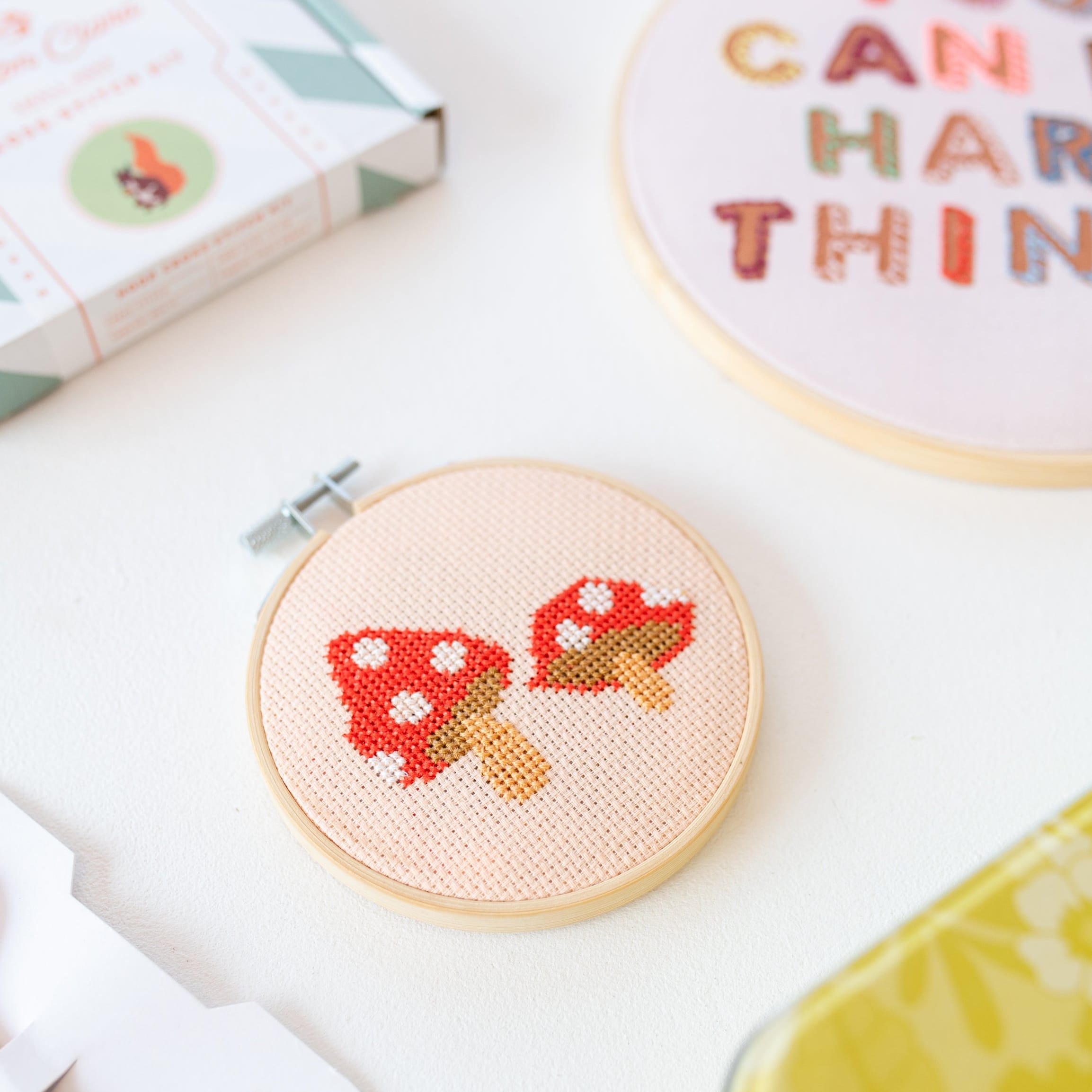 Cotton Clara Cross Stitch Kit Toadstool Cross Stitch Kit - Red
