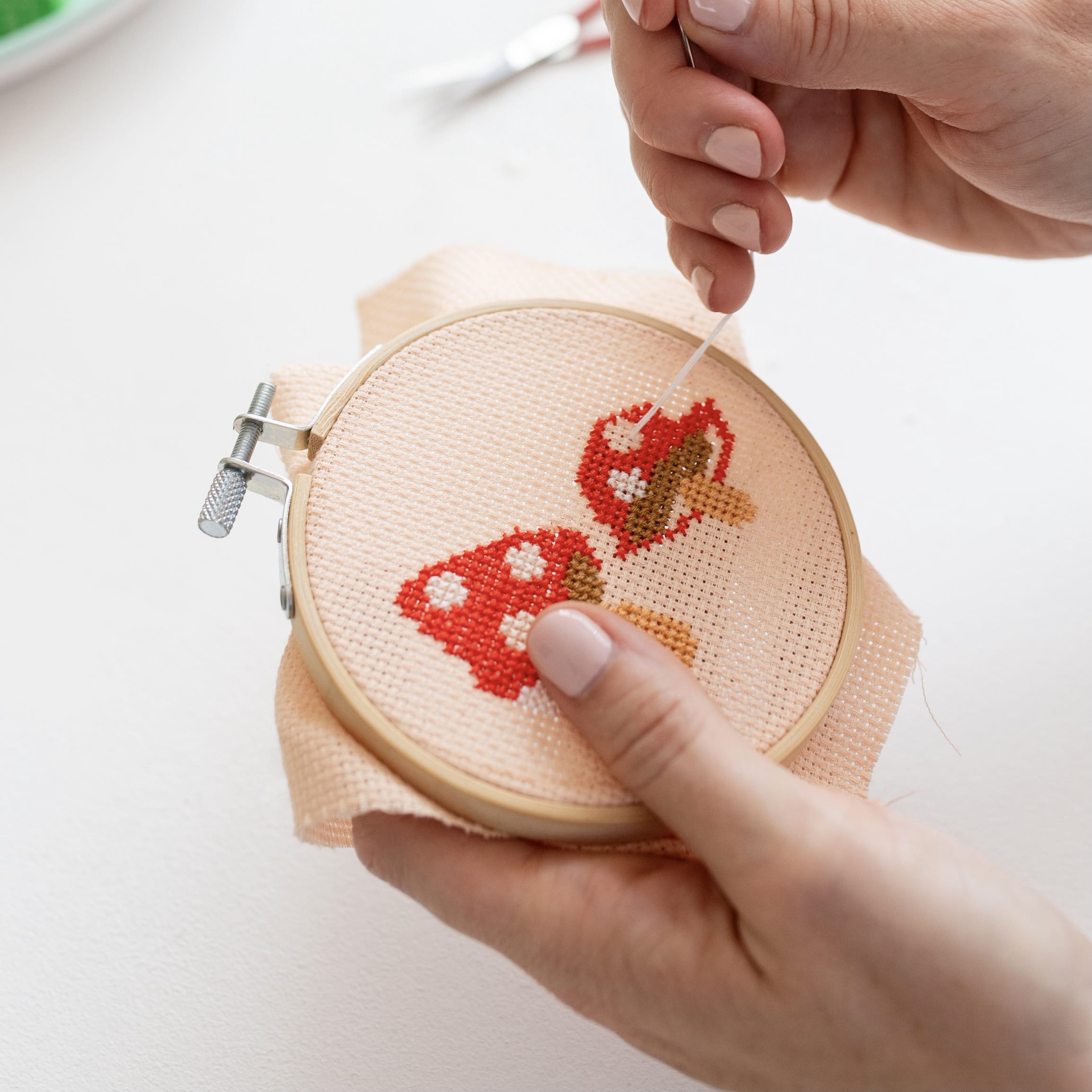 Cotton Clara Cross Stitch Kit Toadstool Cross Stitch Kit - Red