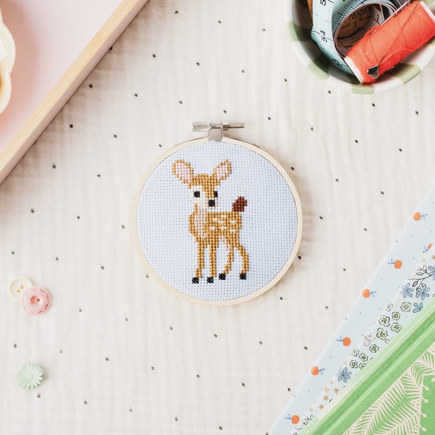 Cotton Clara Deer Beginner Cross Stitch Kit