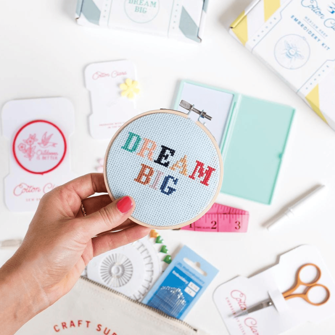 Cotton Clara Dream Big - Positive Motto Cross Stitch Pattern PDF - Instant Download
