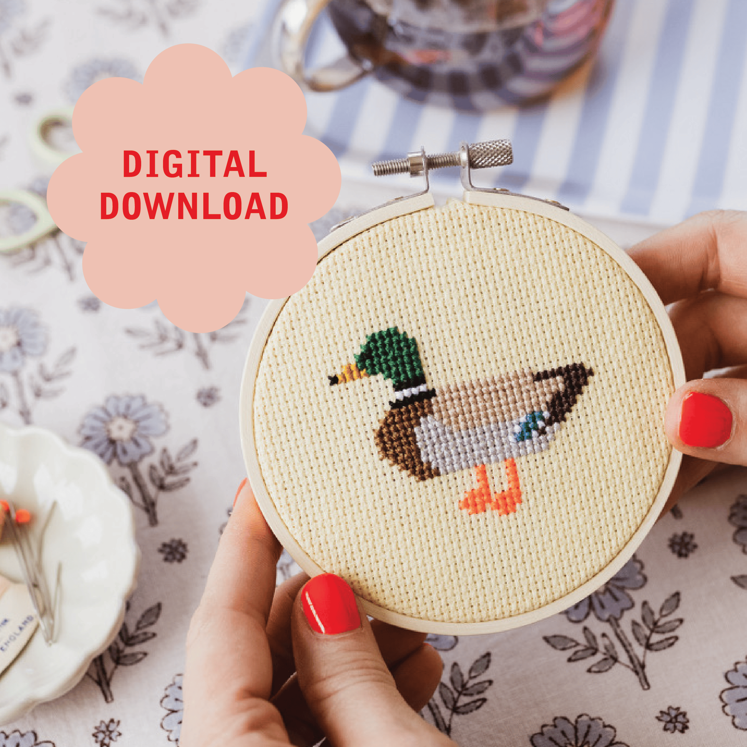 Cotton Clara Duck Cross Stitch PDF Pattern – Instant Download