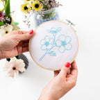 Cotton Clara Embroidery Kits Forget Me Not Embroidery Hoop Kit