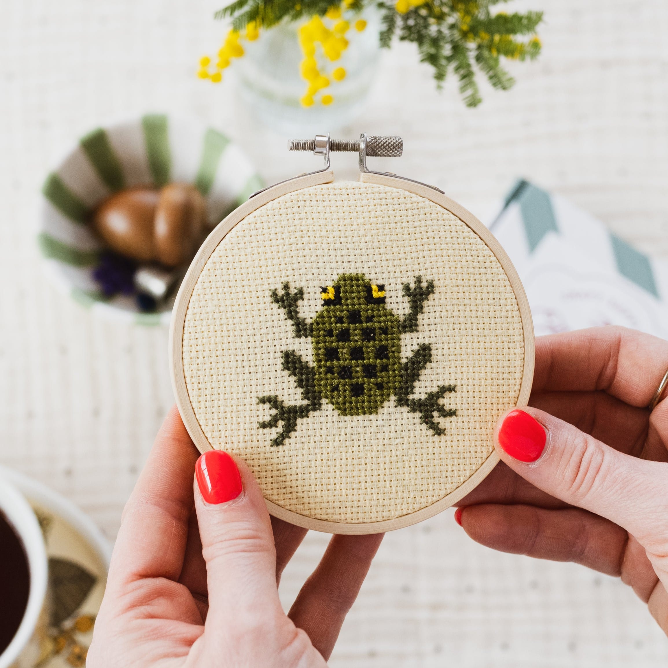 Cotton Clara Frog Mini Cross Stitch PDF Pattern – Instant Download