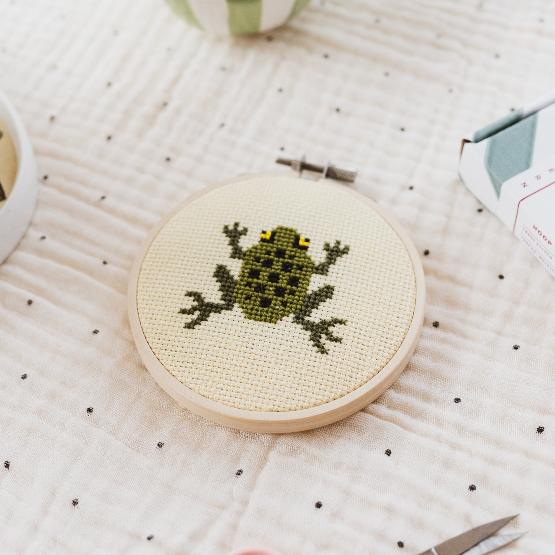 Cotton Clara Frog Mini Cross Stitch PDF Pattern – Instant Download