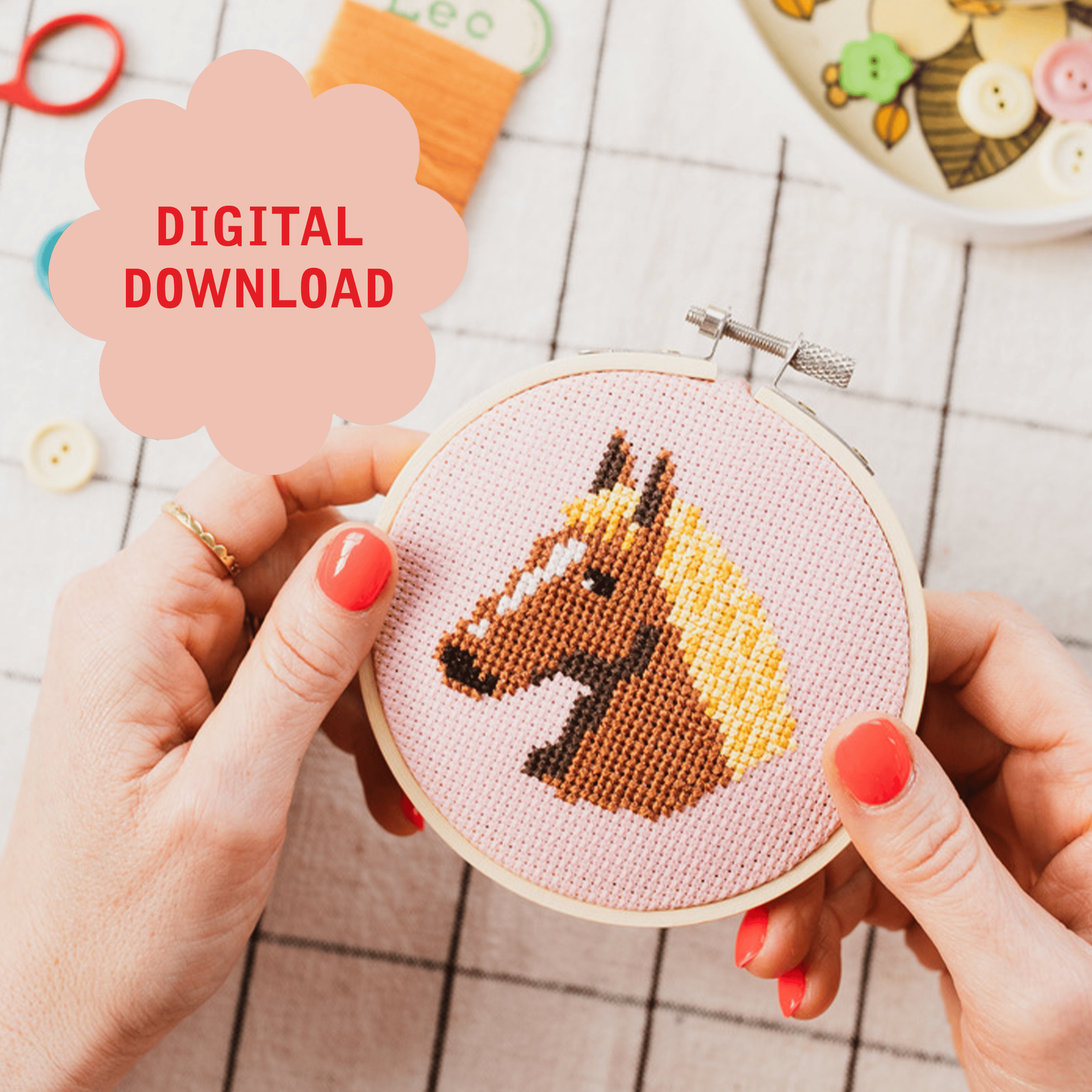 Cotton Clara Horse Cross Stitch PDF Pattern – Instant Download