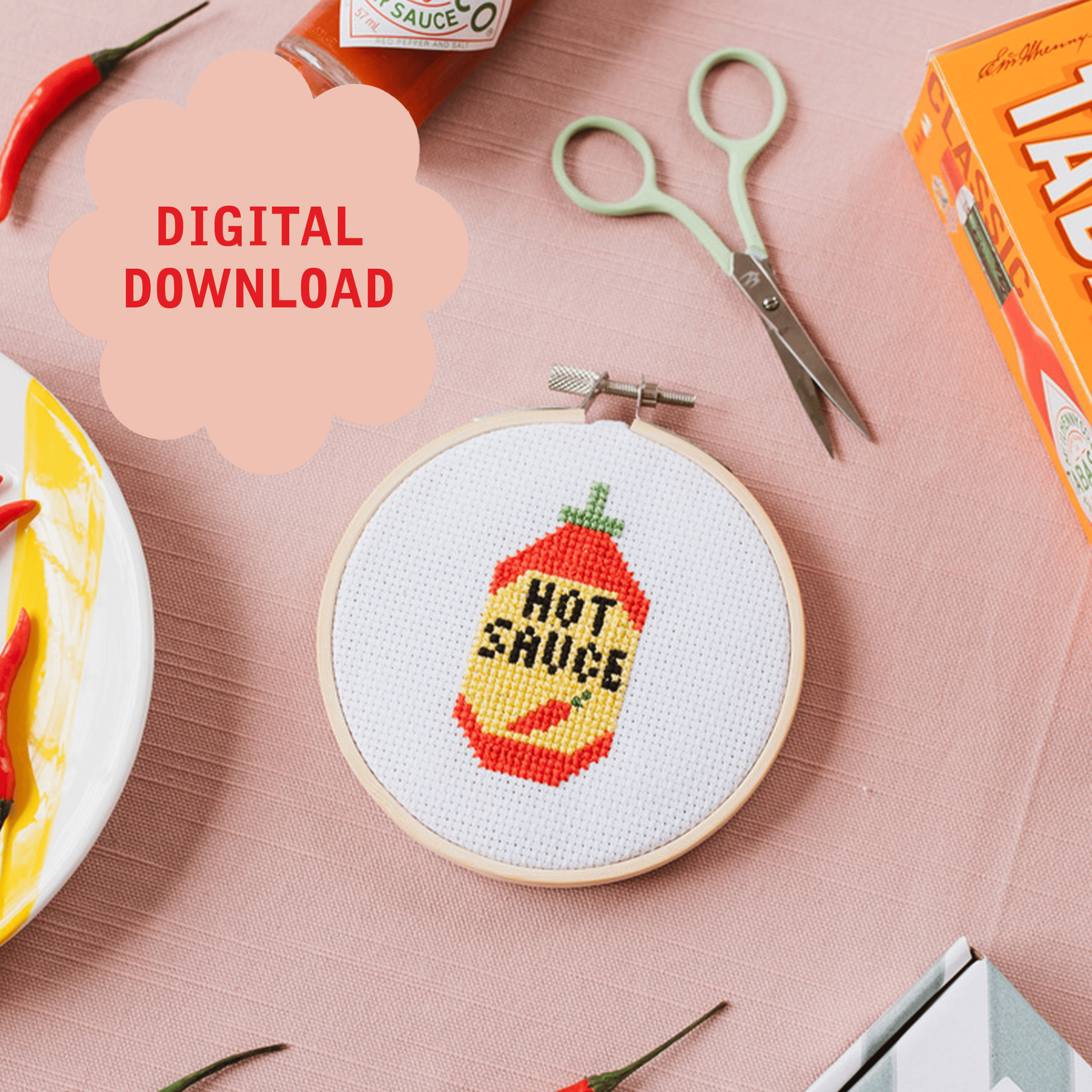 Cotton Clara Hot Sauce Cross Stitch PDF Pattern – Instant Download