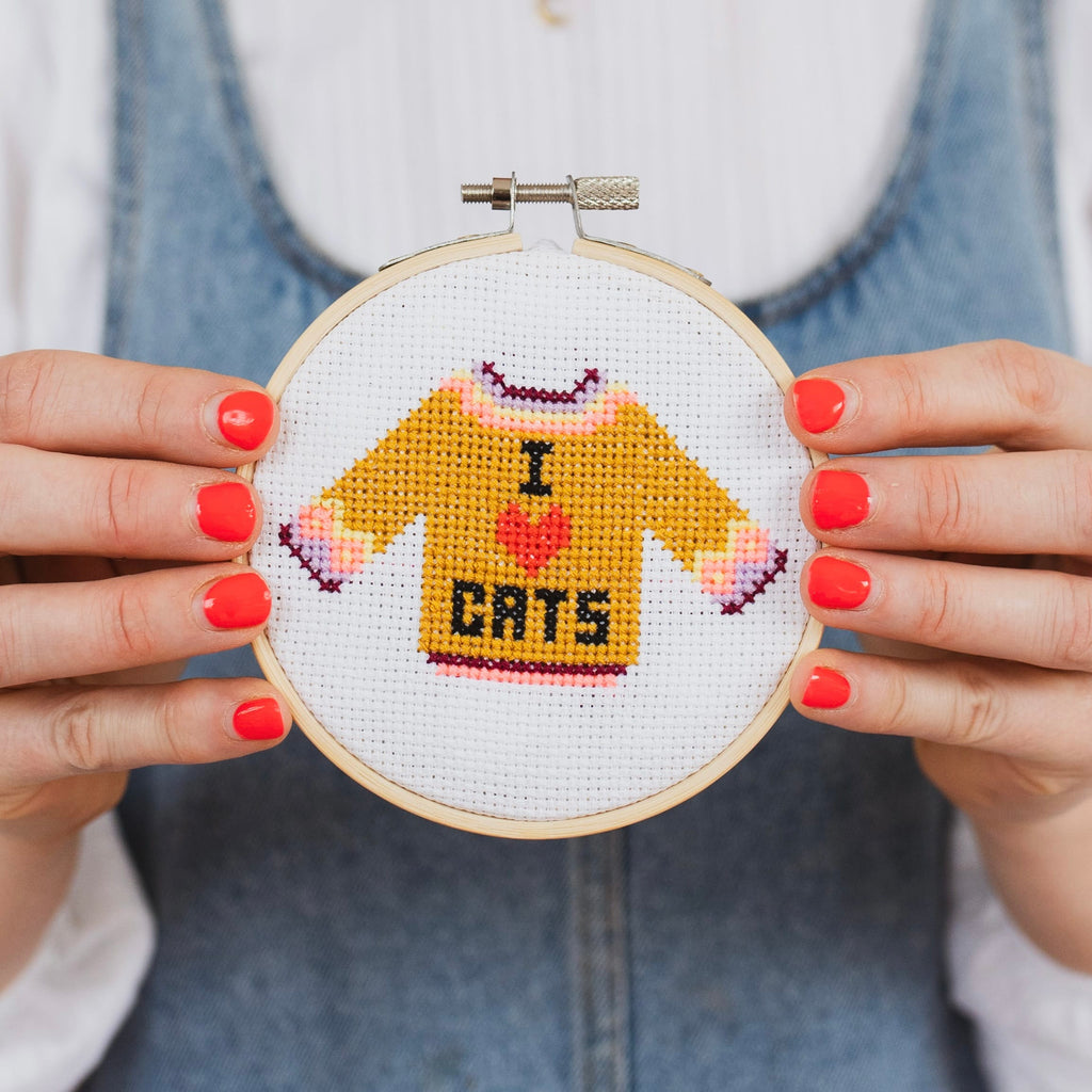 Cotton Clara I Love Cats Cross Stitch Kit
