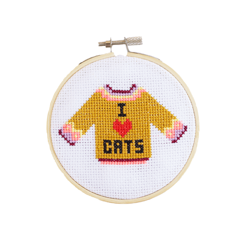 Cotton Clara I Love Cats Cross Stitch Kit