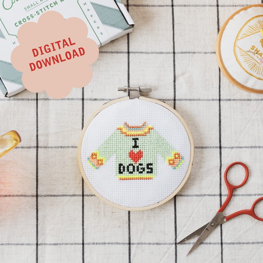 Cotton Clara I Love Dogs Mini Cross Stitch PDF Pattern – Instant Download