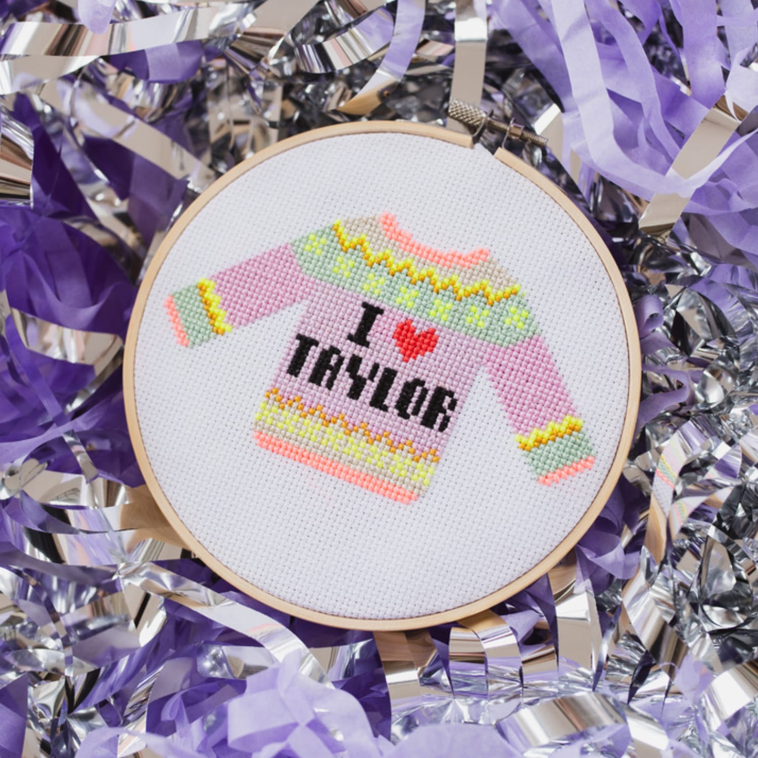 Cotton Clara I Love Taylor Cross Stitch Kit - Lilac