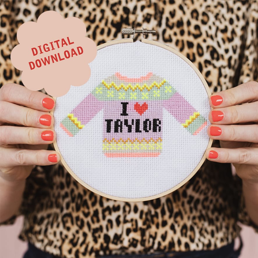 Cotton Clara I Love Taylor Mini Cross Stitch PDF Pattern – Instant Download