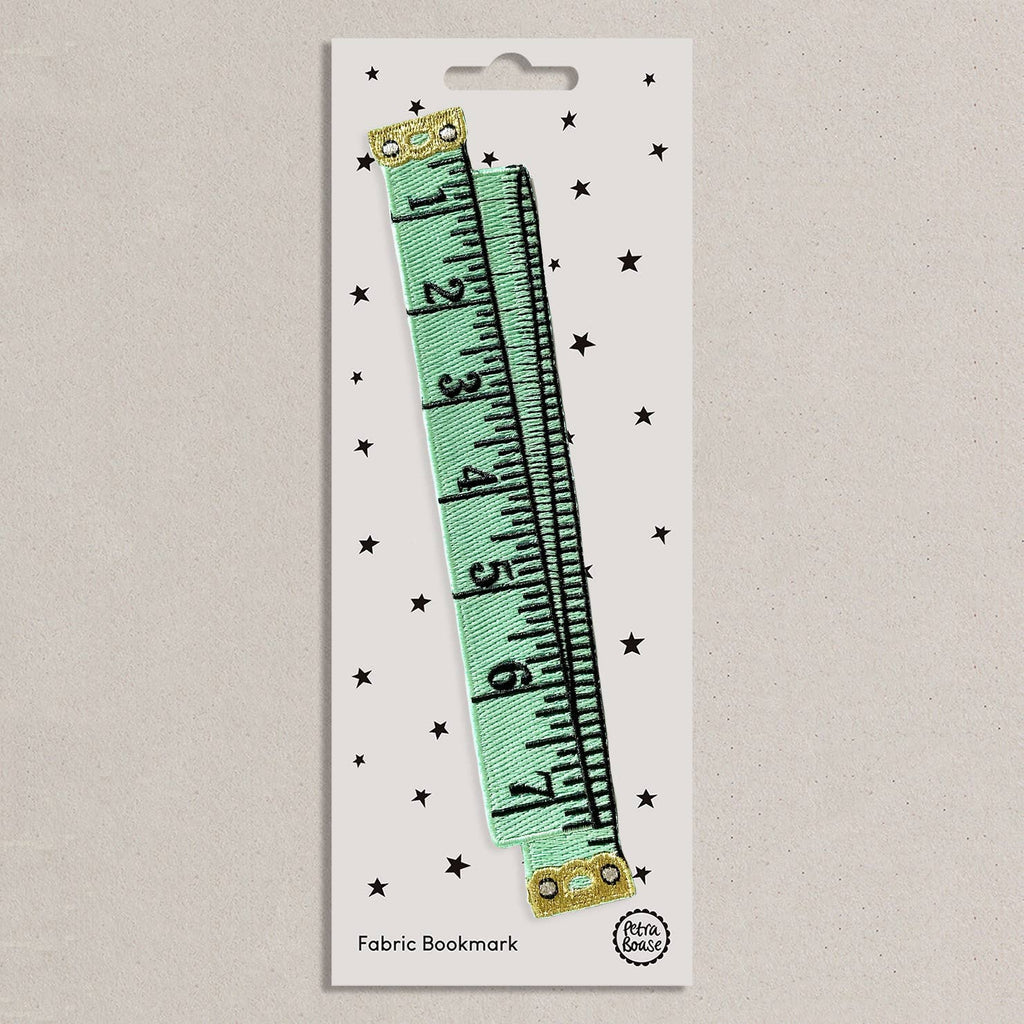 Cotton Clara Mint Retro Tape Measure | Embroidered Fabric Bookmark