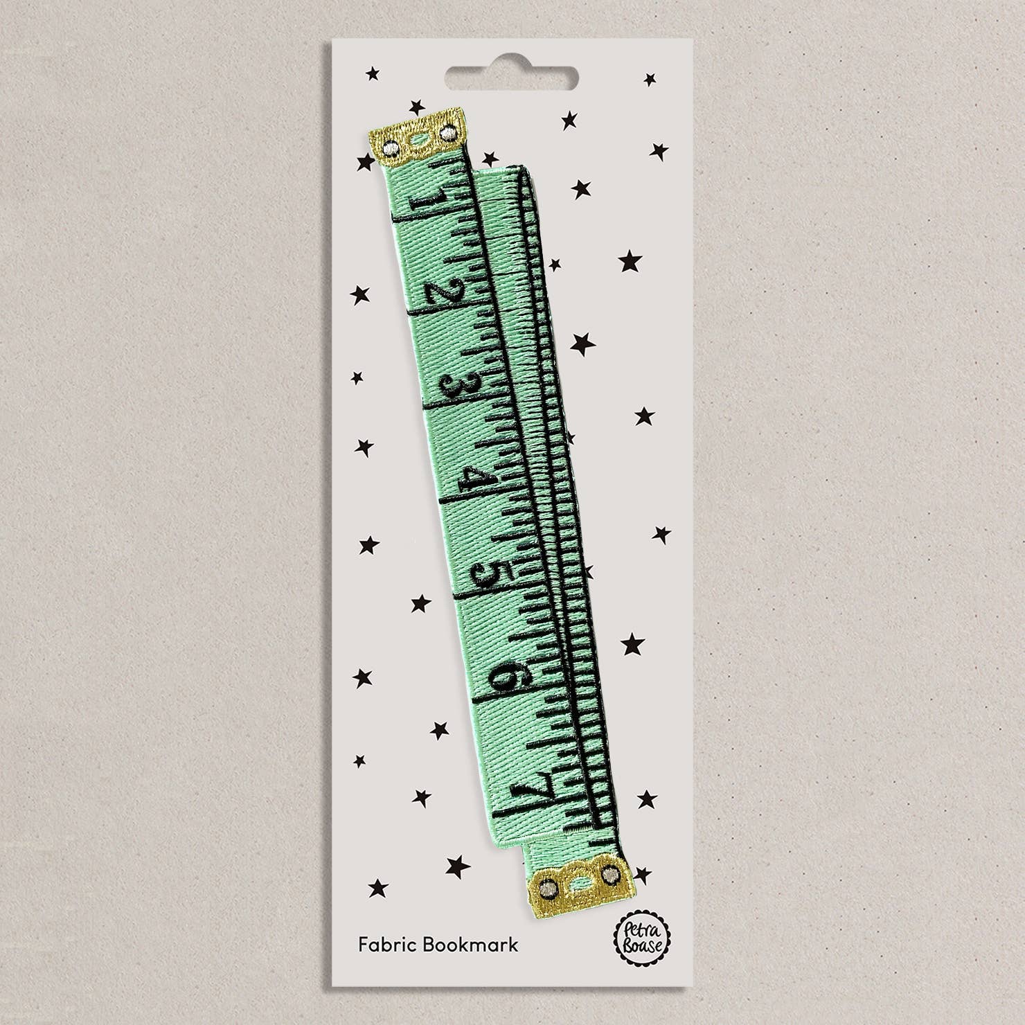 Cotton Clara Mint Retro Tape Measure | Embroidered Fabric Bookmark