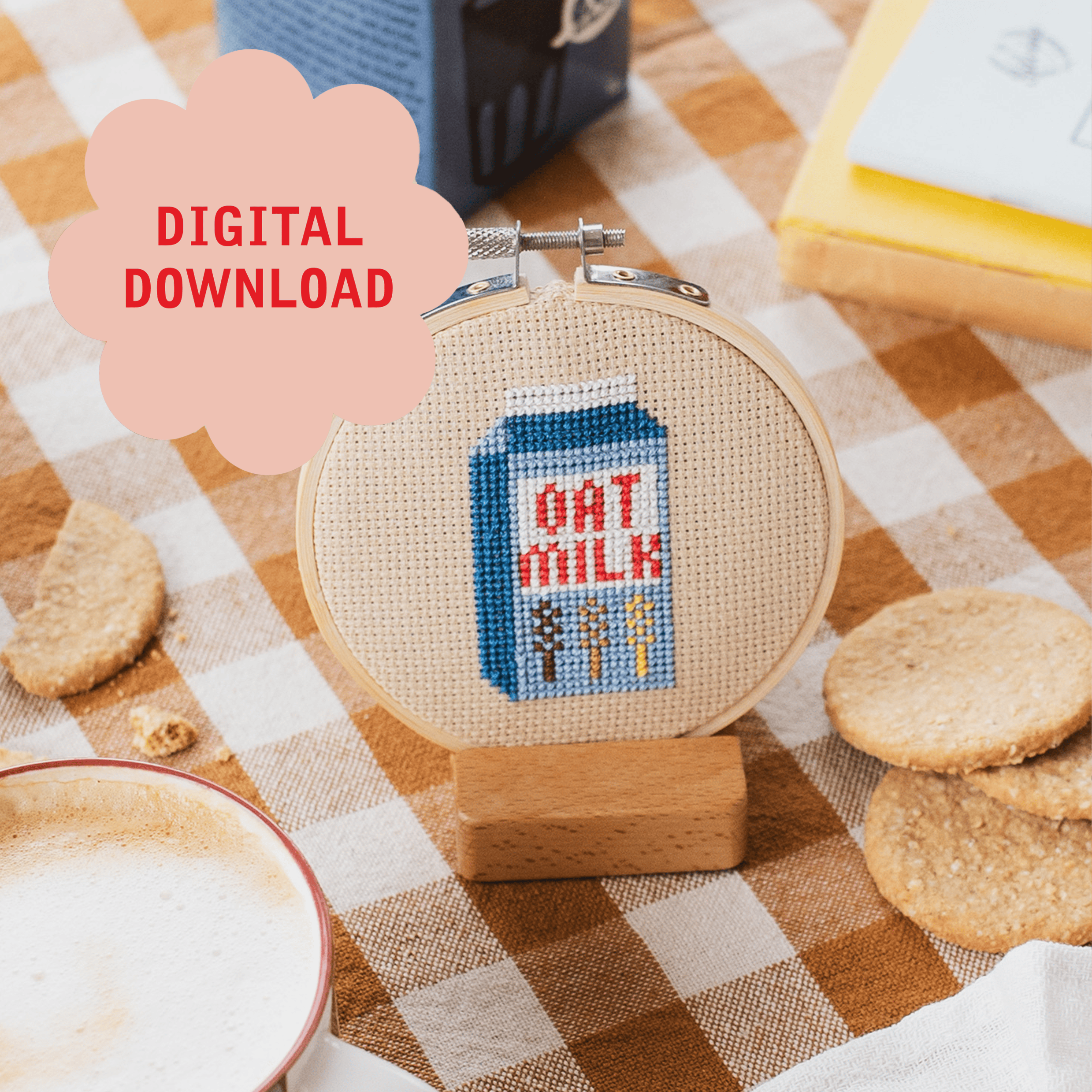 Cotton Clara Oat Milk Cross Stitch PDF Pattern – Instant Download