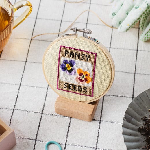 Cotton Clara Pansy Seeds Beginner Cross Stitch Kit