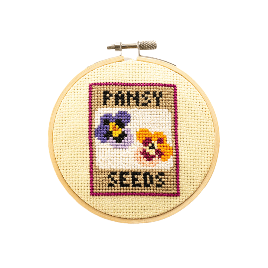 Cotton Clara Pansy Seeds Beginner Cross Stitch Kit