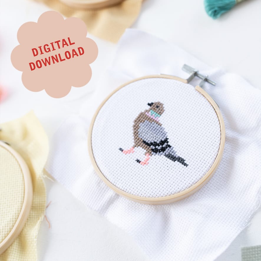 Cotton Clara Pigeon Mini Cross Stitch PDF Pattern – Instant Download