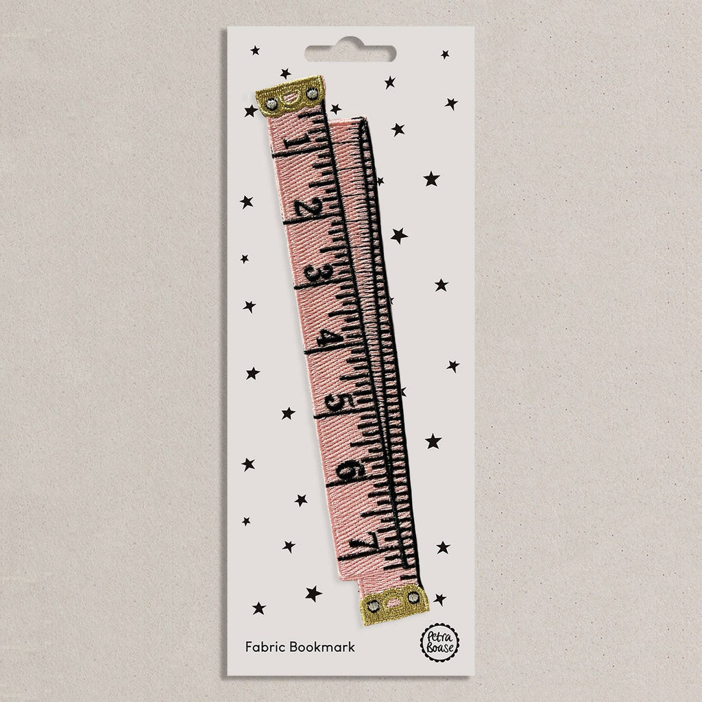 Cotton Clara Pink Retro Tape Measure | Embroidered Fabric Bookmark