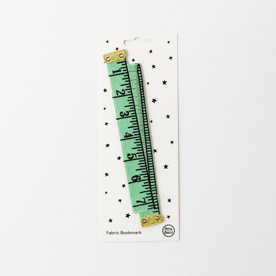 Mint Retro Tape Measure | Embroidered Fabric Bookmark