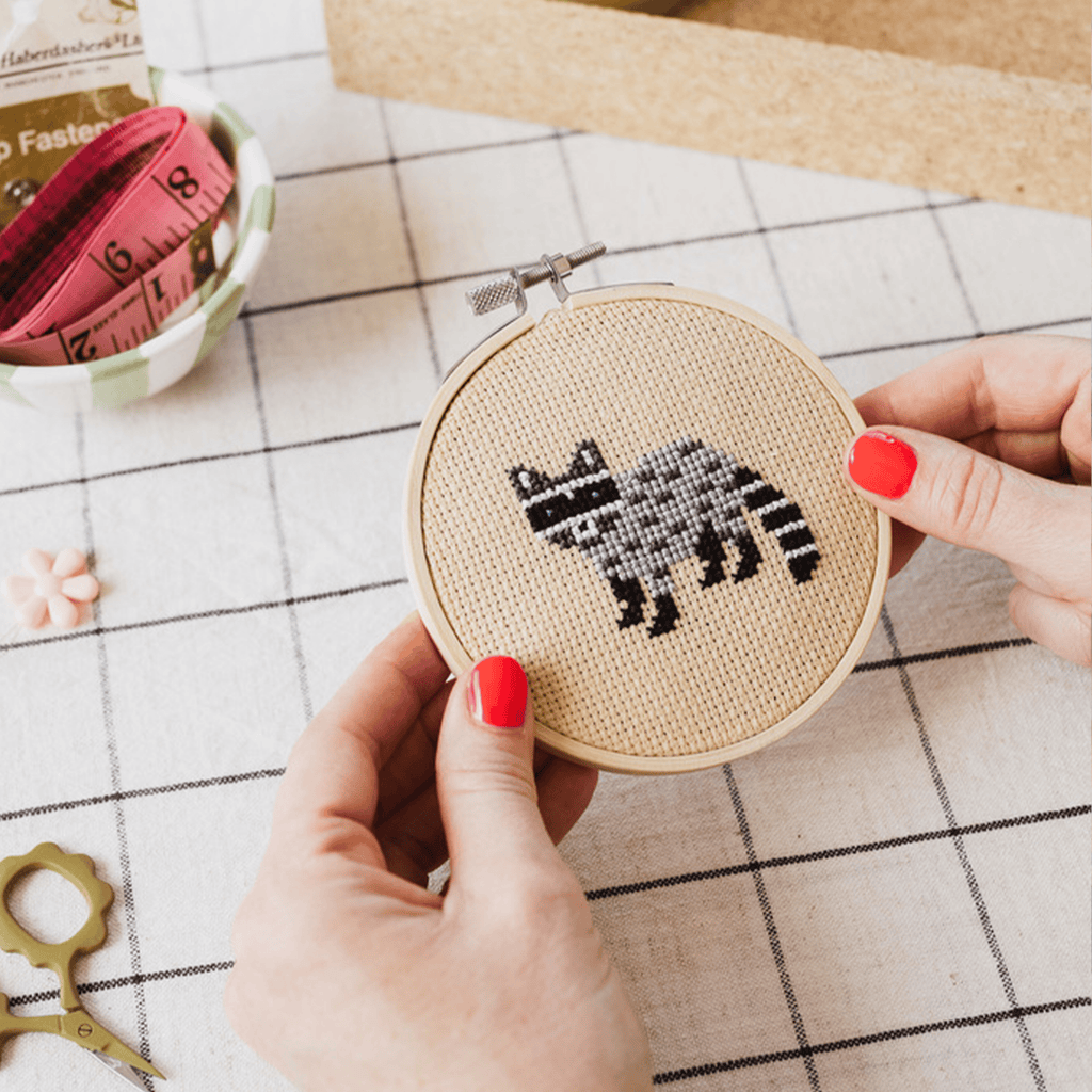Cotton Clara Raccoon Cross Stitch PDF Pattern – Instant Download