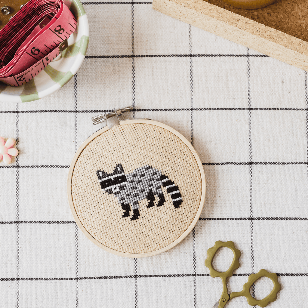 Cotton Clara Raccoon Cross Stitch PDF Pattern – Instant Download