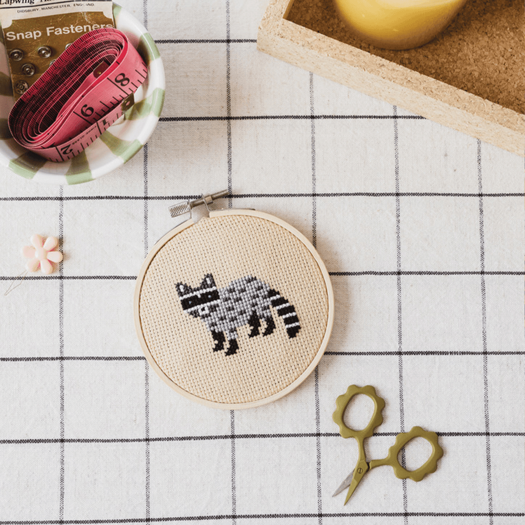 Cotton Clara Racoon Cross Stitch Kit