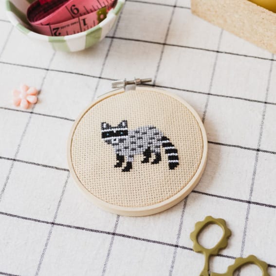 Cotton Clara Racoon Cross Stitch Kit
