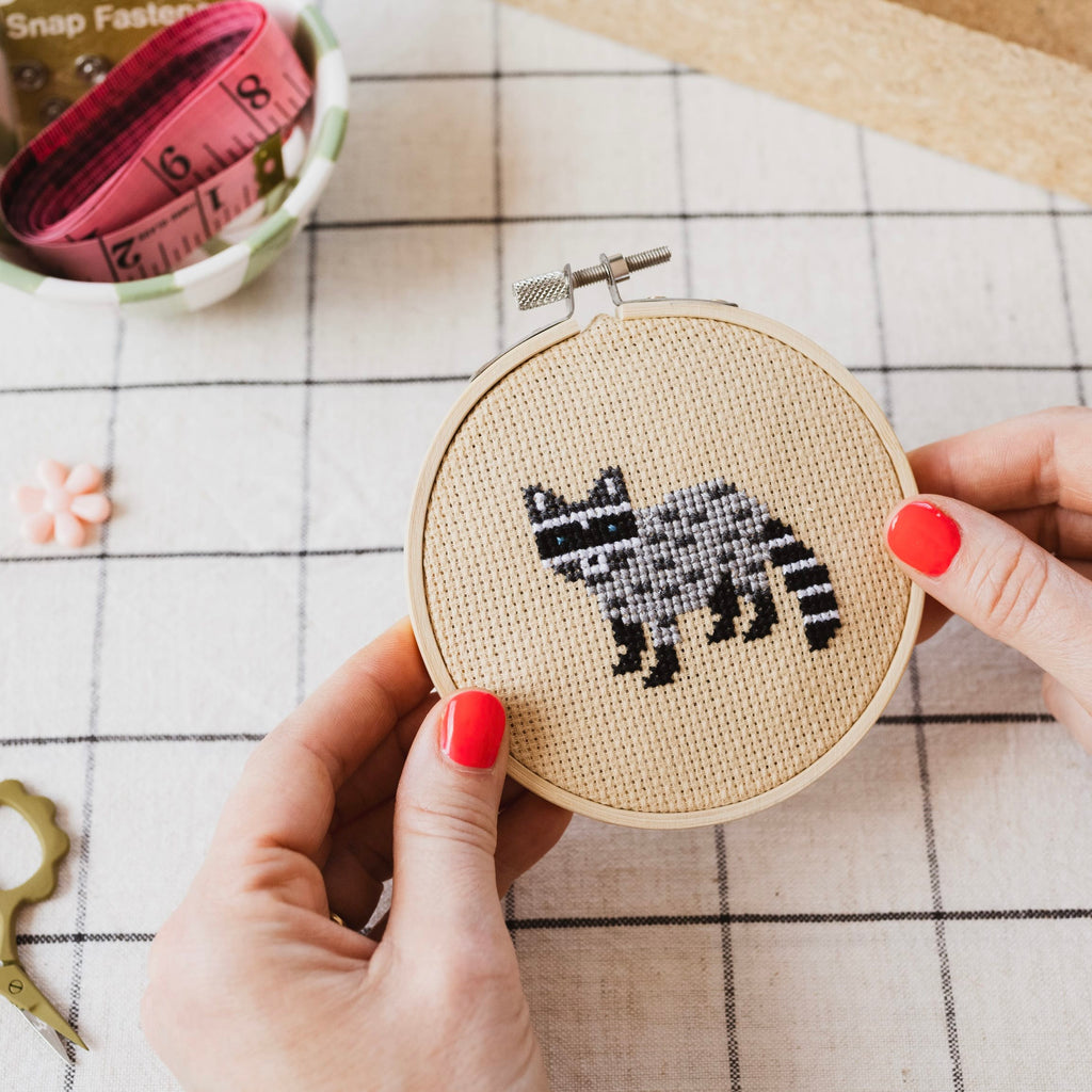 Cotton Clara Racoon Cross Stitch Kit