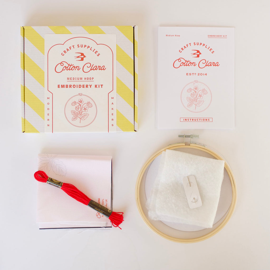 Cotton Clara Strawberry Embroidery Hoop Kit