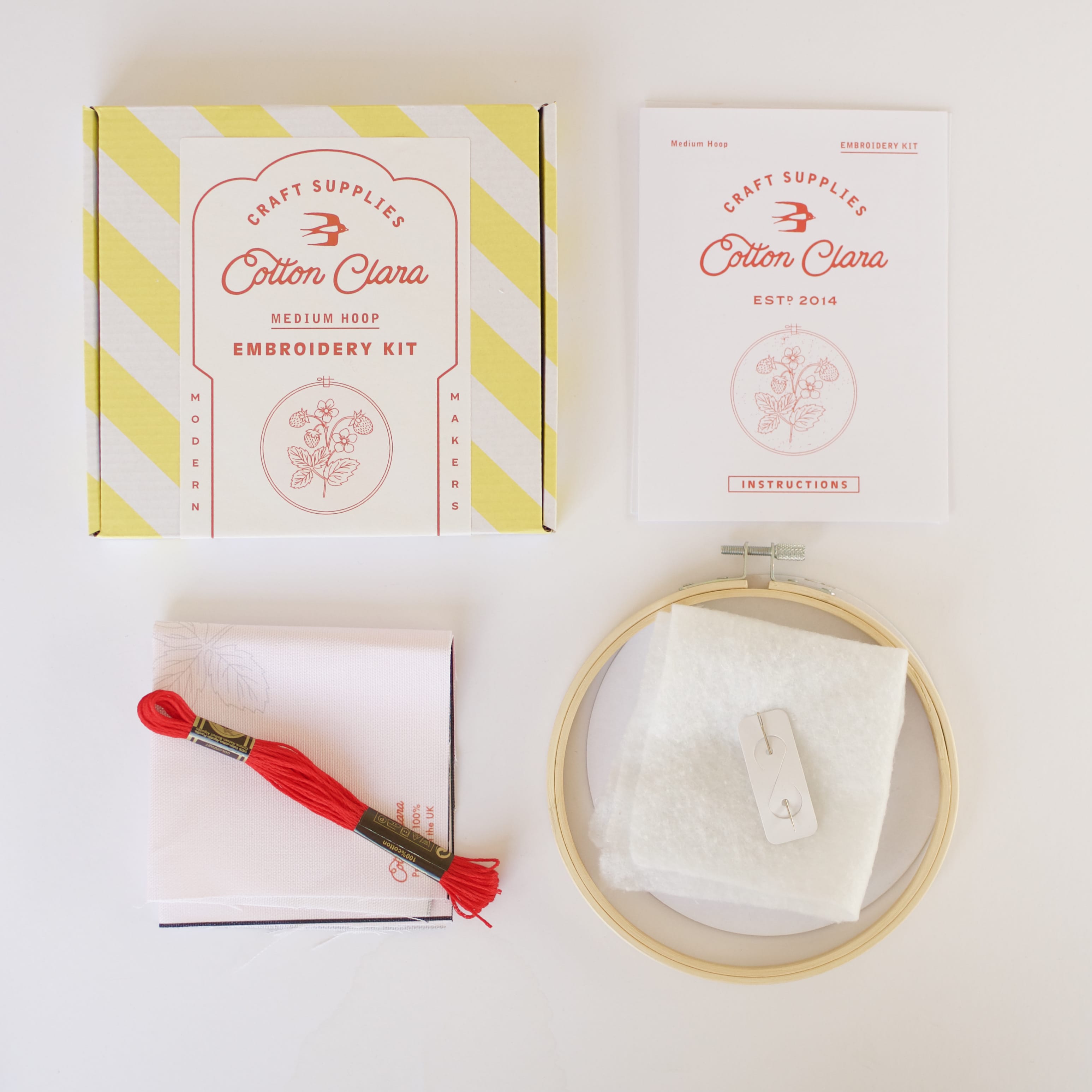 Cotton Clara Strawberry Embroidery Hoop Kit