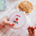 Cotton Clara Strawberry Milk Beginner Cross Stitch Kit
