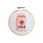 Cotton Clara Strawberry Milk Beginner Cross Stitch Kit