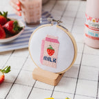 Cotton Clara Strawberry Milk Beginner Cross Stitch Kit
