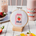 Cotton Clara Strawberry Milk Beginner Cross Stitch Kit