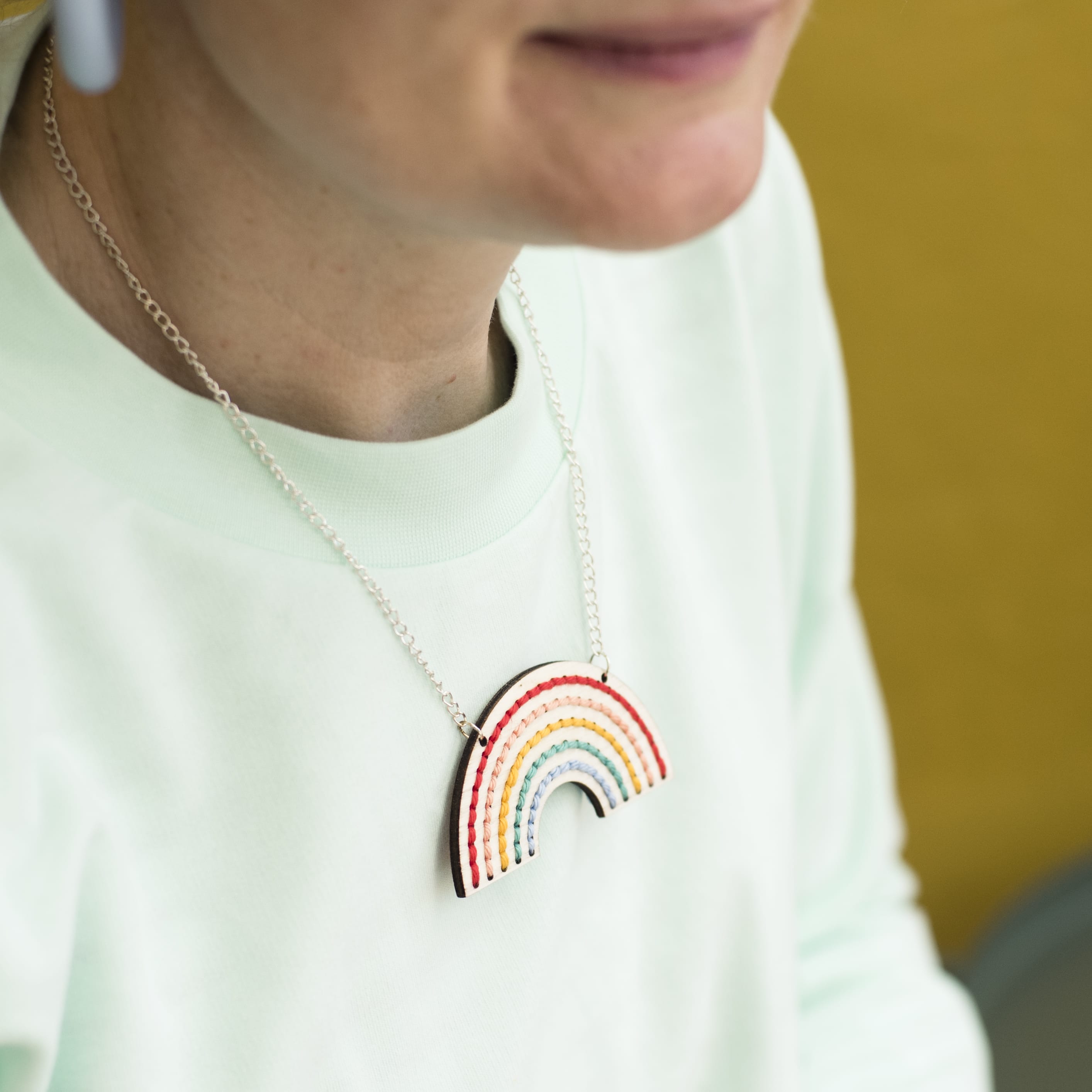 Cotton Clara Wooden Boards Rainbow Necklace Embroidery Board Kit