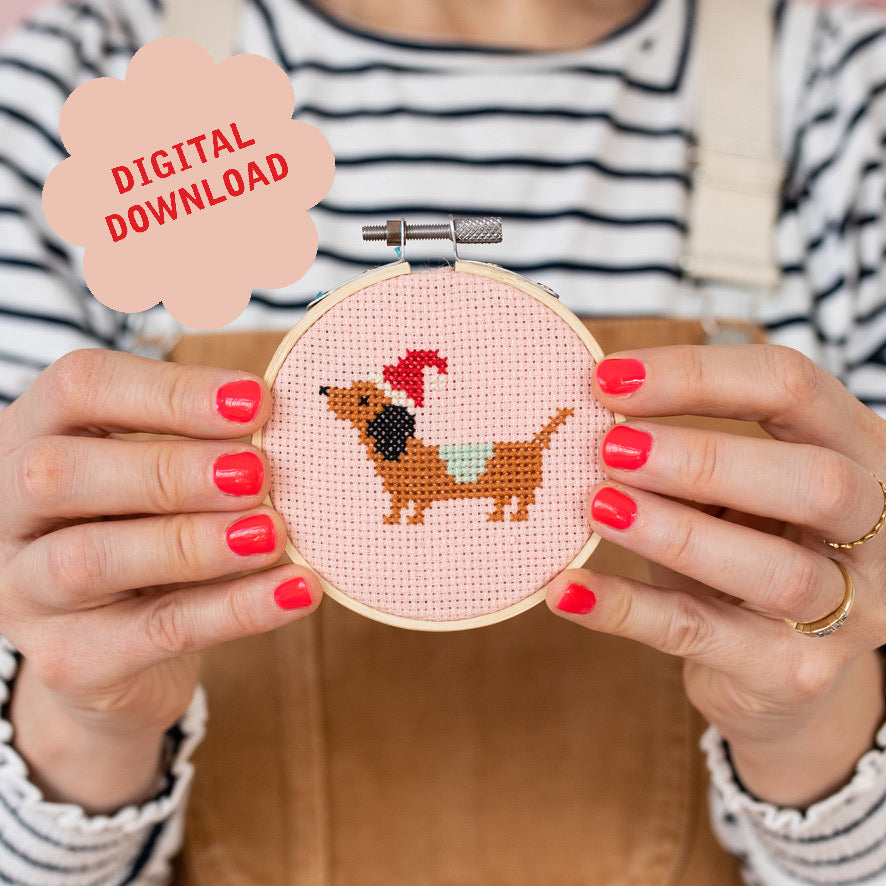 Dachshund Mini Cross Stitch PDF Pattern – Instant Download