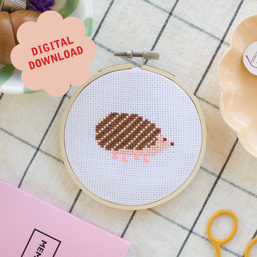 Hedgehog Mini Cross Stitch PDF Pattern – Instant Download