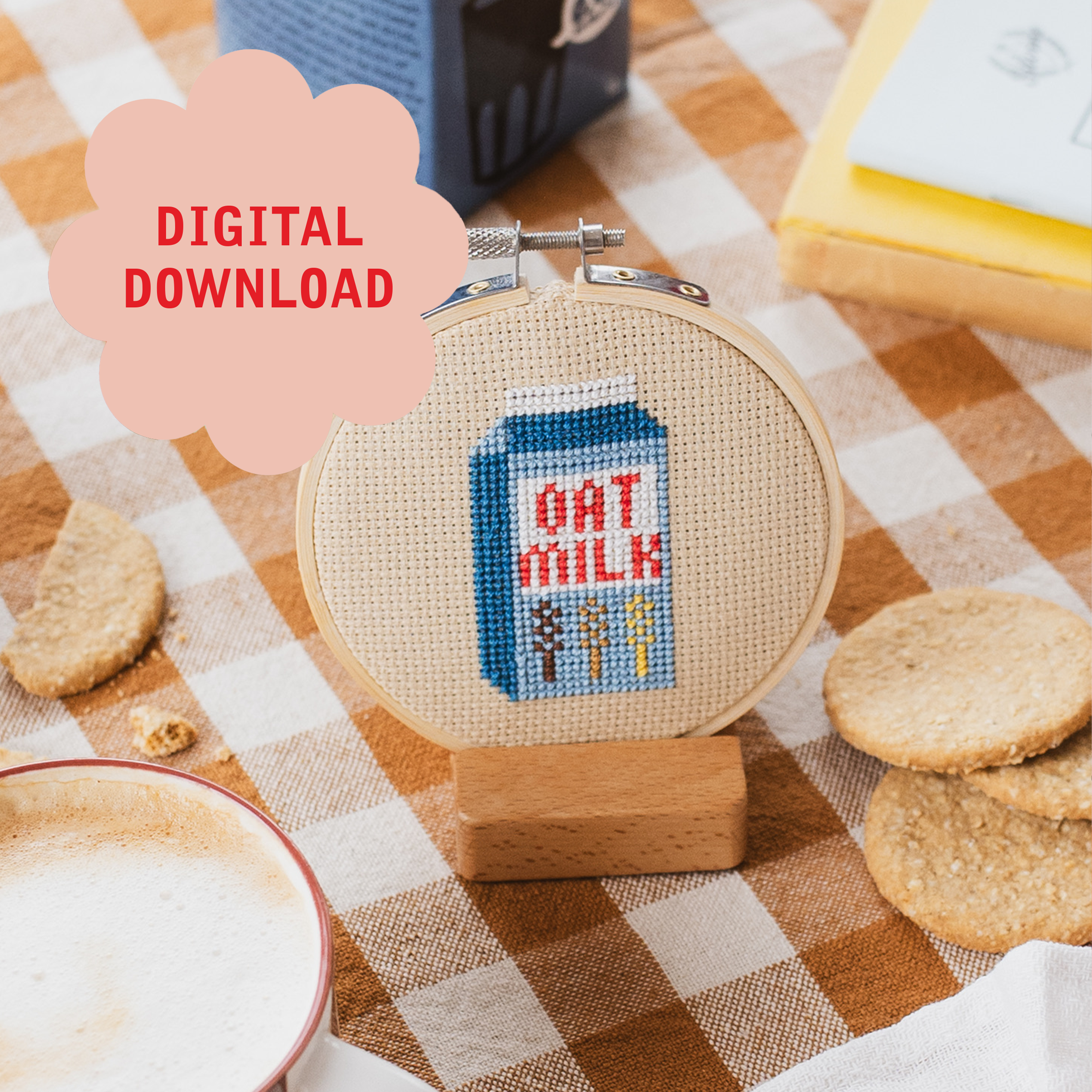Oat Milk Cross Stitch PDF Pattern – Instant Download