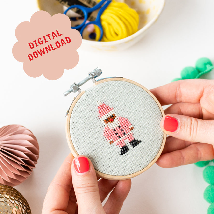 Santa Mini Cross Stitch PDF Pattern – Instant Download